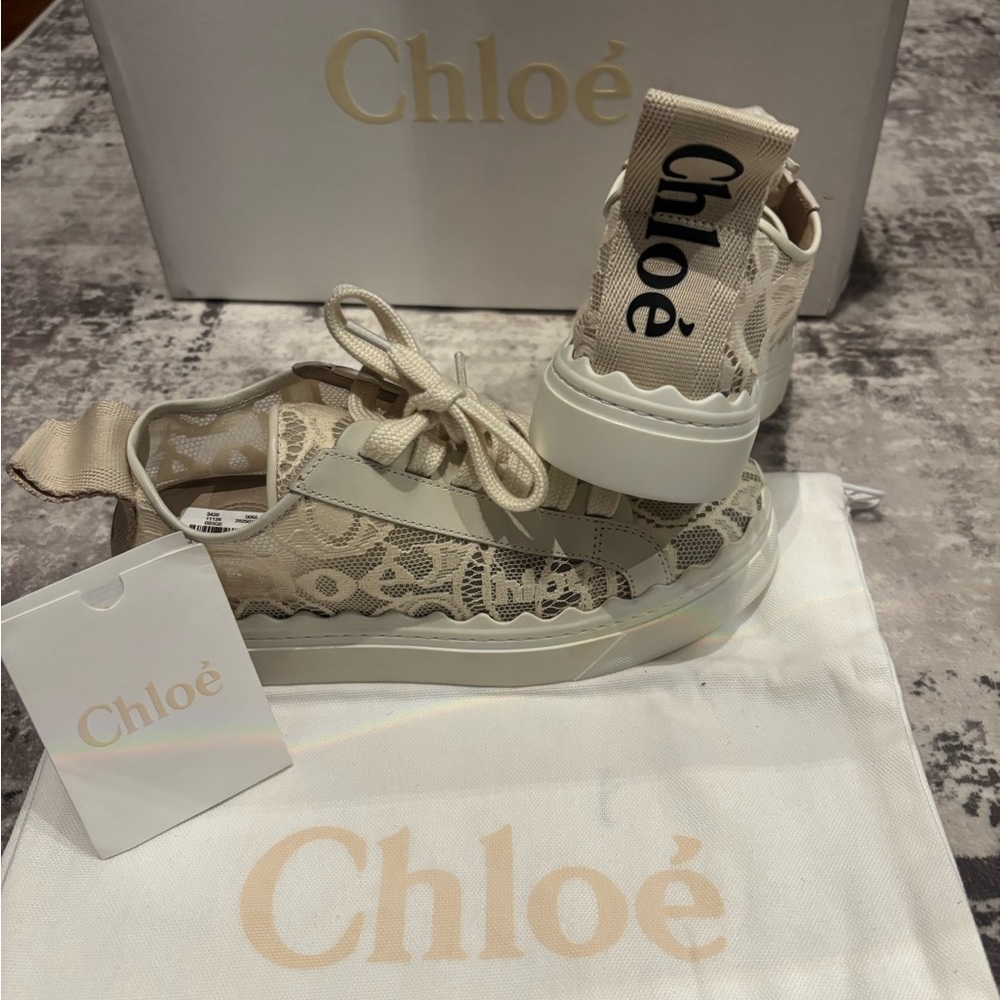 Chloe Cream Lace Sneakers